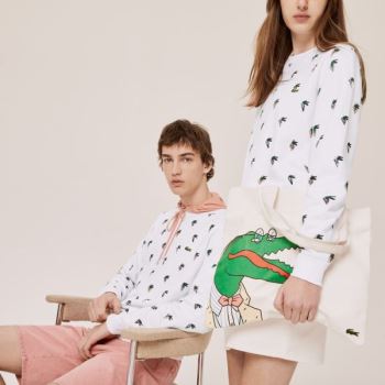 Lacoste Lacoste x Jean-Michel Tixier Print Sweatshirt Pánské - Mikiny Bílé | CZ-AjQ8GM